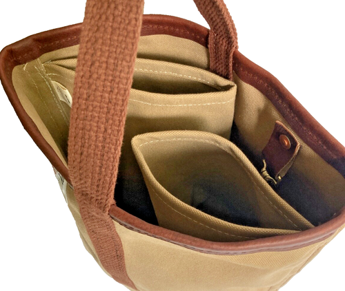 Steele Canvas Wine Tote Bag Brown 4 Bottle Williams Sonoma Thick Picnic/Shopping - Picture 8 of 19