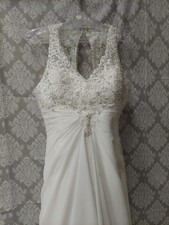 **Marys Beaded Breast Shoulder Strap Pleated Torso Chefanne  White Closed...**