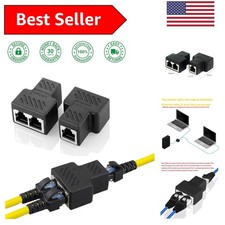 Compact RJ45 Ethernet Splitter Adapter - Dual LAN Connectivity for Home Networks