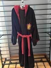 Harry Potter Gryffindor Black And Burgundy Hooded Fleece Robe Adult One Size