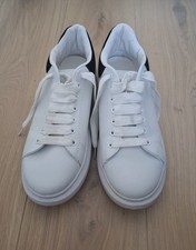 Alexander McQueen Men's Oversized Leather Sneakers White/Black, Size UK 8, EU 42