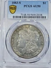 1883-S Morgan Silver One $1 Dollar - PCGS AU50 - True View Gold Shield