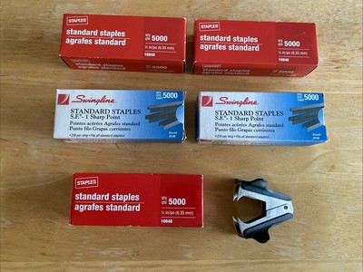 Standard Staples Lot of 5 boxes - (2 unopened & 3 partial) & 1 staple remover