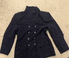 Black Double-Breasted Blazer Jacket Six-Button Long Sleeve Solid Women's Regular