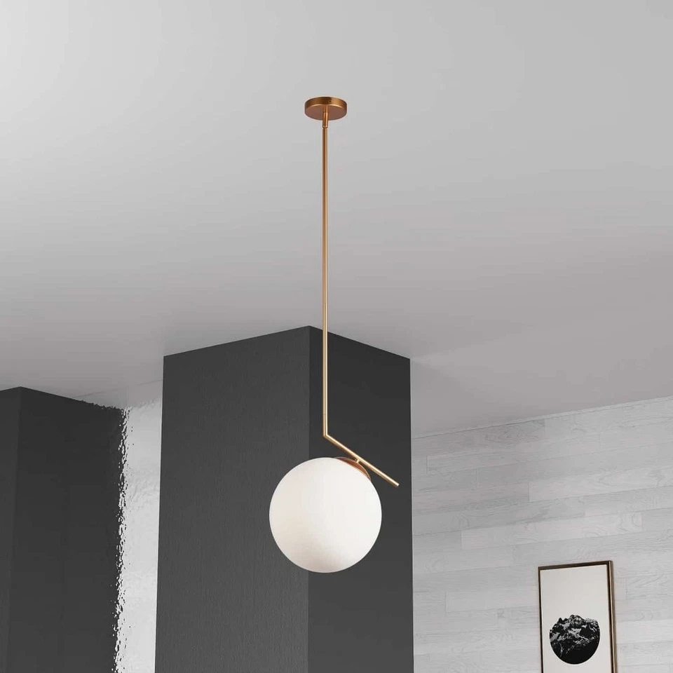 Dainolite - Orión - Colgante Una Luz - Acabado Cromo Pulido - Color Vidrio Blanco Foto 2 de 4