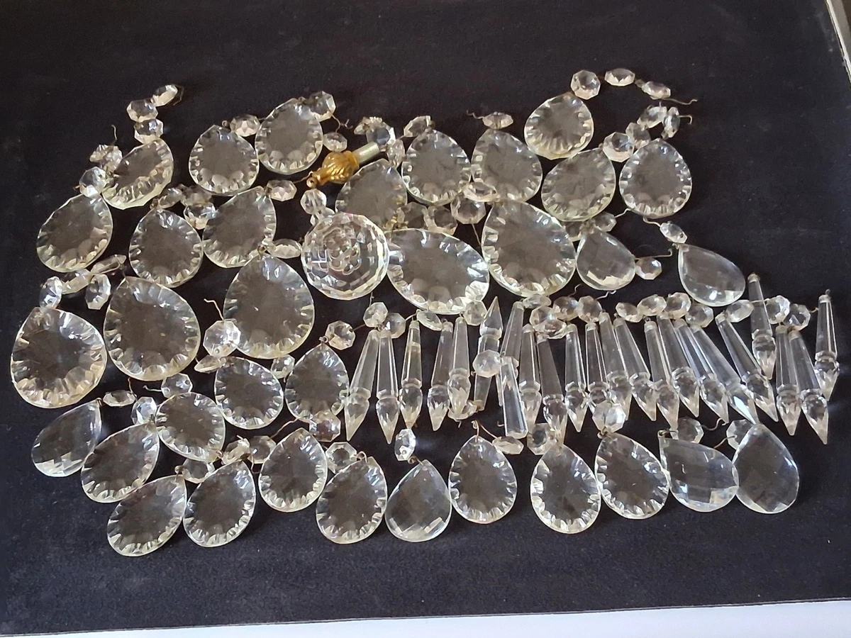 Lot De Pampilles En Verre Taillé, Forme Poire, Pour Lustre, Style Cristal