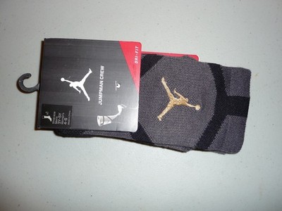 NIKE BASKETBALL SOCK JUMPMAN CREW GREY BLACK GOLD SIZE S SMALL 589042-060 JORDAN