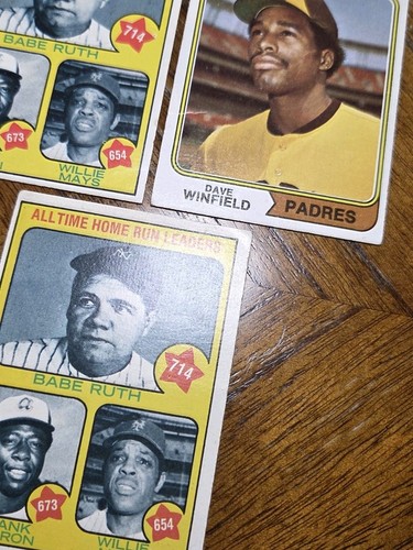 1974 TOPPS DAVE WINFIELD RC #456 &(2) 1973 TOPPS HR LEADERS RUTH AARON MAYS READ - Picture 18 of 21