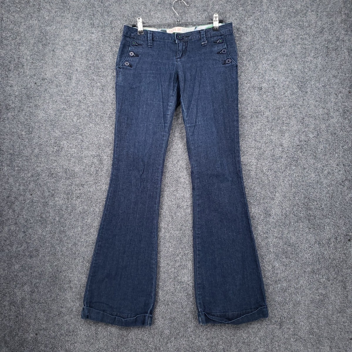 Zana Di Jeans Women 3 Junior Blue Low Rise Flare Dark Wash Zip Fly