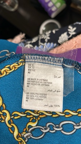 Inc Teal and Gold Chain Print Women's Top size XL - Picture 9 of 11