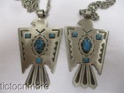 VINTAGE BELL TRADING NICKEL SILVER STAMPWORK THUNDERBIRD TWIN PENDANT NECKLACES — photo 2