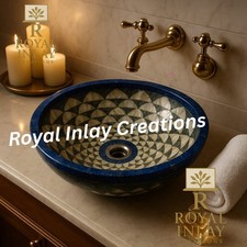 Ultra-Luxury Inlay Sink Lapis Lazuli Gemstone Mosaic Basin, Sink 18"