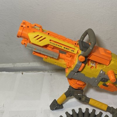 NERF Vulcan EBF-25 Dart Gun Blaster With Belt Tripod And Whistler