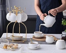 Stainless Steel Mug Hooks Display Stand for Tea and Coffee Cups, Gold