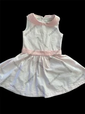 Hope & Henry EUC Pink/White Stripe Seersucker Peter Pan Collar Dress-5T