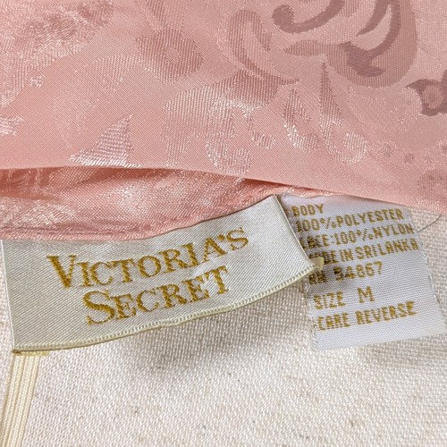 Vintage Victoria's Secret Gold Label Pink Satin Damask Button Cami Lace Top Med - Picture 5 of 6