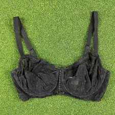 Vintage Vanity Fair Black Lace Underwire Bra Sz 34DD