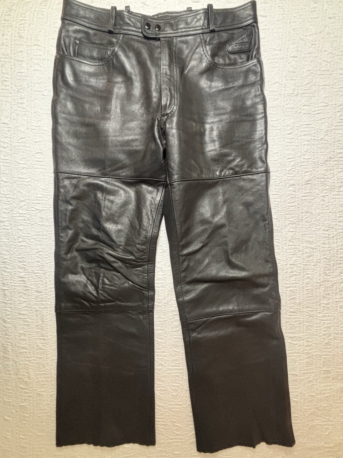 Hein Gericke Echt Leder Black Leather Men's Boot Cut Jeans Pants size 38