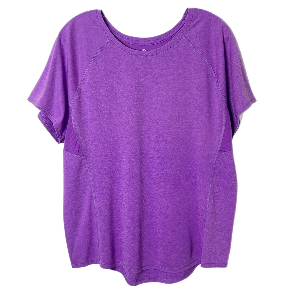 Camiseta deportiva Old Navy Active para mujer semi ajustada XL púrpura malla manga corta Foto 2 de 4