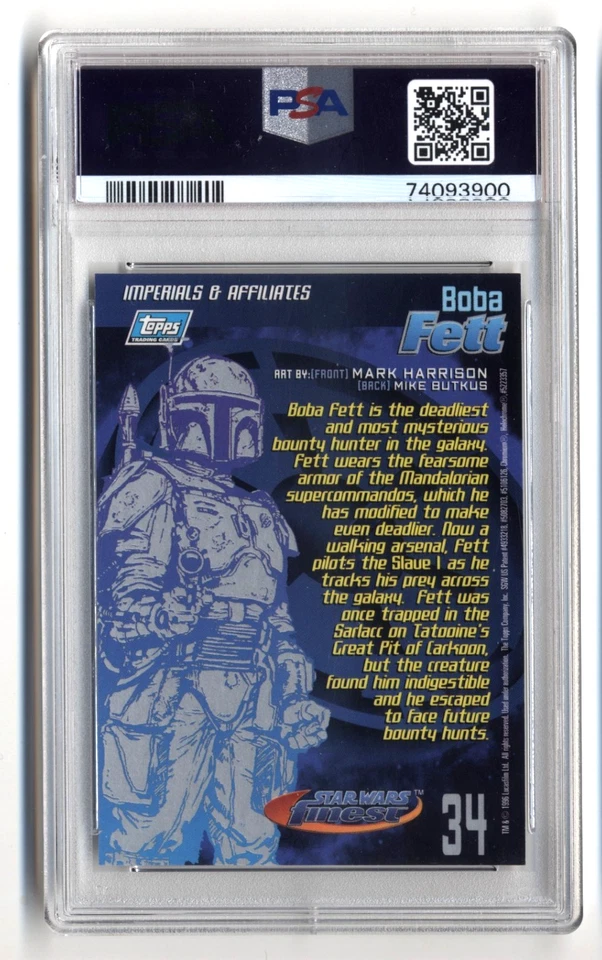 1996 Star Wars Finest BOBA FETT Bounty Hunter #34 Mint PSA 10 Gem Mint - Image 2 of 2