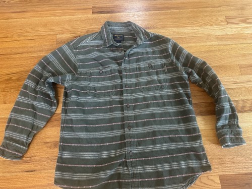Woolrich Vintage Mens Button Down Shirt Olive Green Embroidered SZ L - Picture 5 of 10