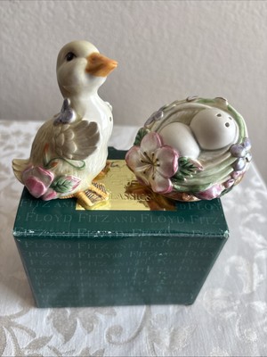 EASTER Rare  Find Fitz &Floyd Garden Rhapsody Salt & Pepper Shaker Original Box