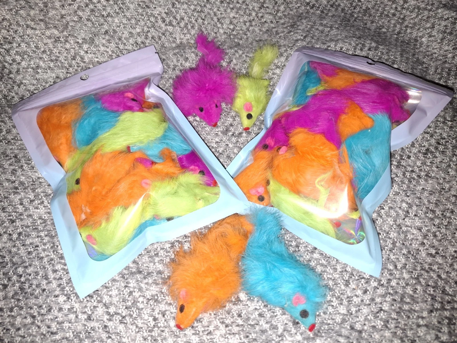 50 Pack All-Feather Body Cat Mouse Toys 2.5" Catnip Infused Quiet Play No Rattle