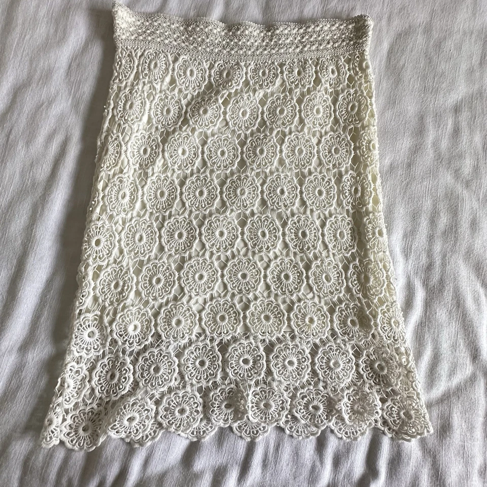 Lapis 钩针编织棉及膝拉女式裙子 M 码 Cottagecore 波西米亚 — 第 3/4 张图片