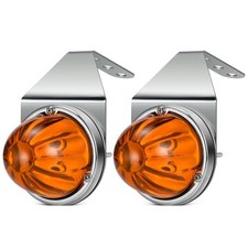 2Pcs Glass Lens Watermelon Lights with Stainless Steel Bracket, Amber