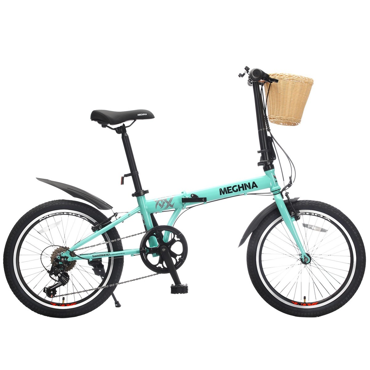 ZUKKA 20Inch Folding Bike, 6 Speed, with Basket, Phone Holder
