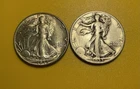Walking Liberty Half Dollar Lot Of 2 1933-1942 S 90% Silver Good/Fair Condition