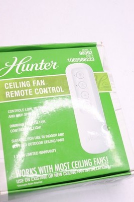 Hunter Universal 3 Speed Damp Rated Ceiling Fan Handheld Remote Control White