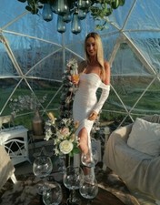 White Wedding Dress Size 8 White Maxi Dress With Slit Bardot White Dress 8