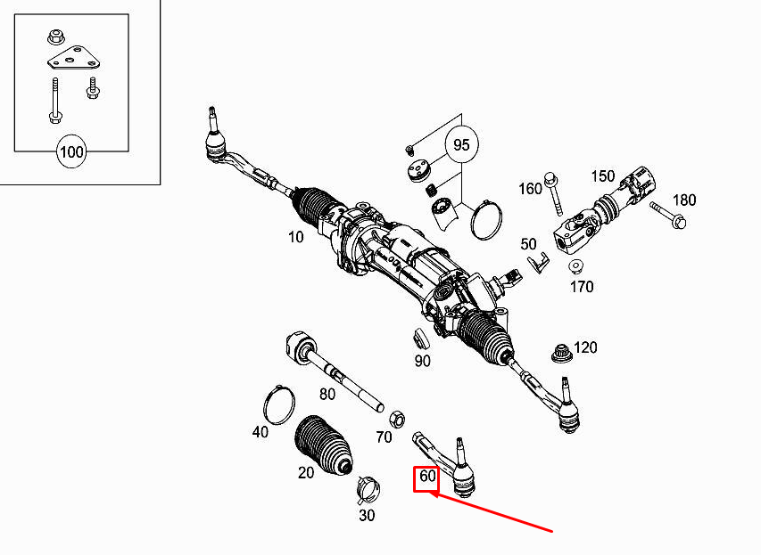 MERCEDES-BENZ E W213 Front Left Steering Tie Rod End A2054604702