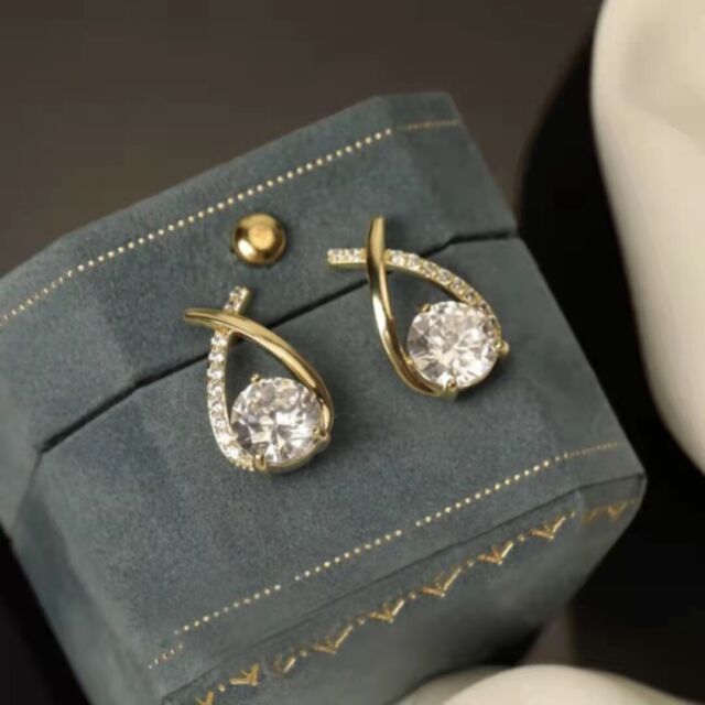 2 Pairs Mermaid Stud Fishtail Earrings Inlaid Diamond Gift for Women Girls 2023