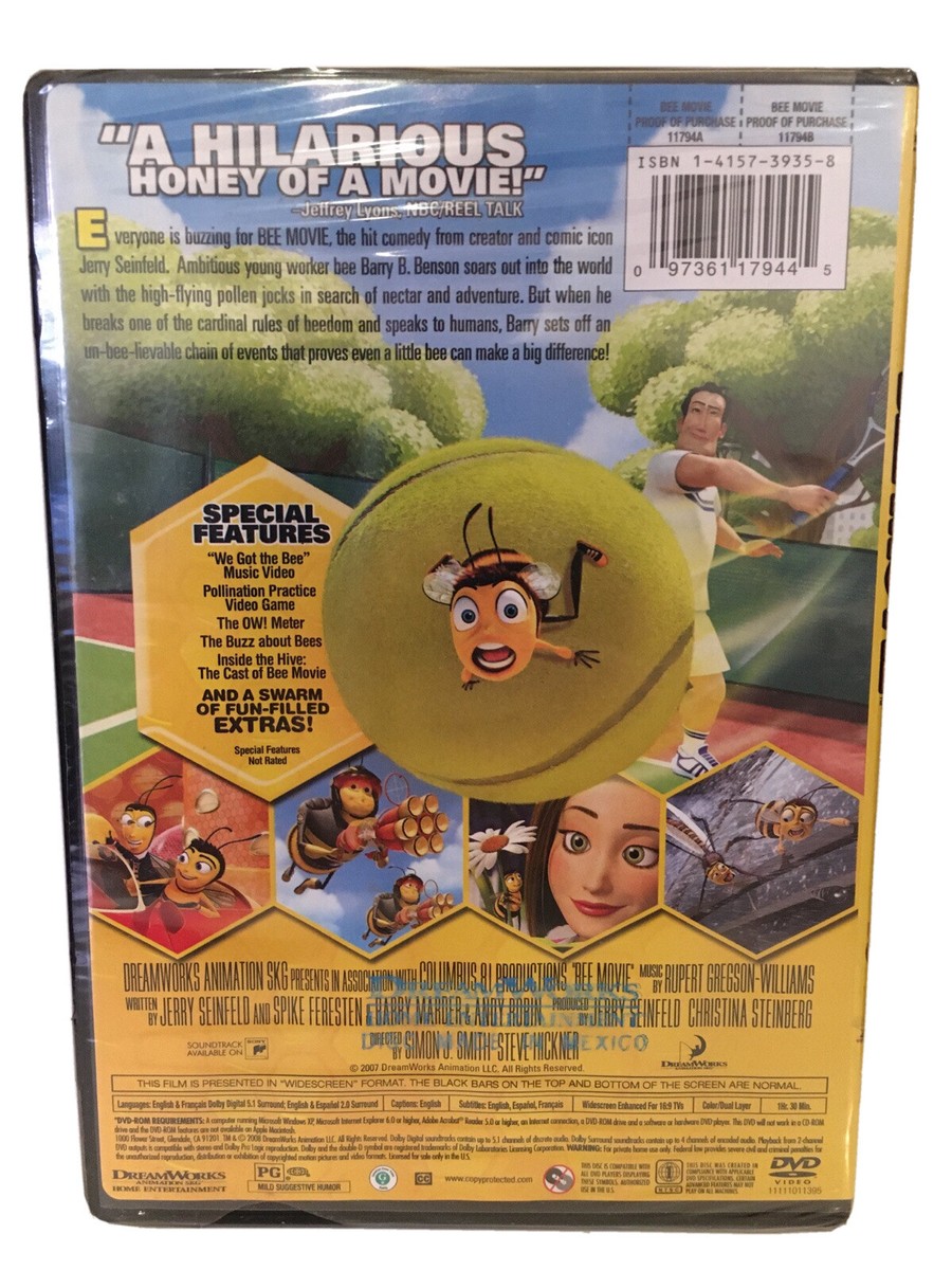 Bee Movie (DVD 2008) Jerry Seinfeld! Renee Zellweger! Extras
