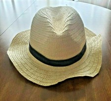Women's Wide Brim Floppy Straw Panama Hat Fedora Summer Beach Sun Medium Beige