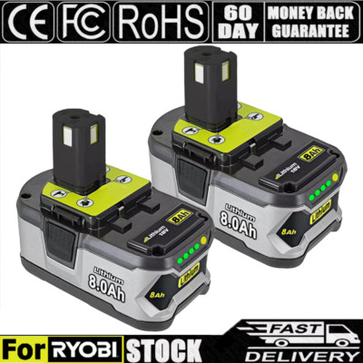 2PCS For RYOBI P107 P108 8.0Ah High Capacity Battery 18Volt Lithium-Ion One Plus
