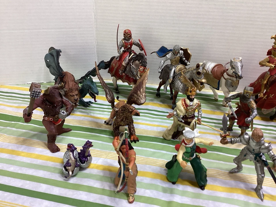 De Colección Schleich, Papo & Safari Lote De 24 Caballeros Medievales Fantasía Nativa Realeza Foto 3 de 4