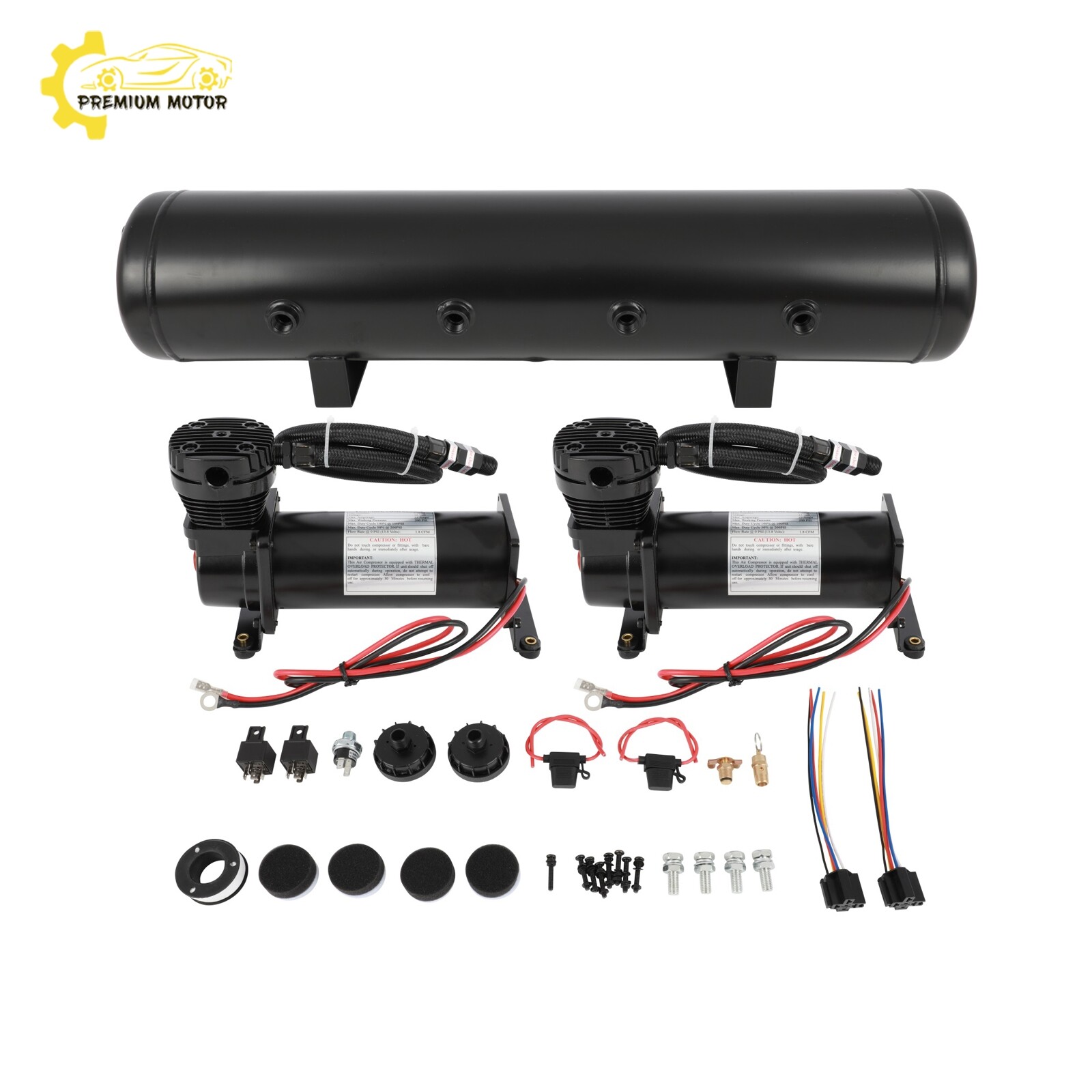 For Train Horn 12V 5 Gal Air Tank 200 Psi Compressor Onboard System Kit