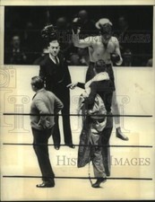 1935 Press Photo Boxers Buddy Baer and Jack Doyle at Madison Square Garden Fight