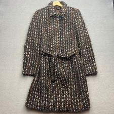 BOSS HUGO BOSS Coat Women UK 8 Wool Blend IT 40 Pocket Aztec Knit Tweed Belt