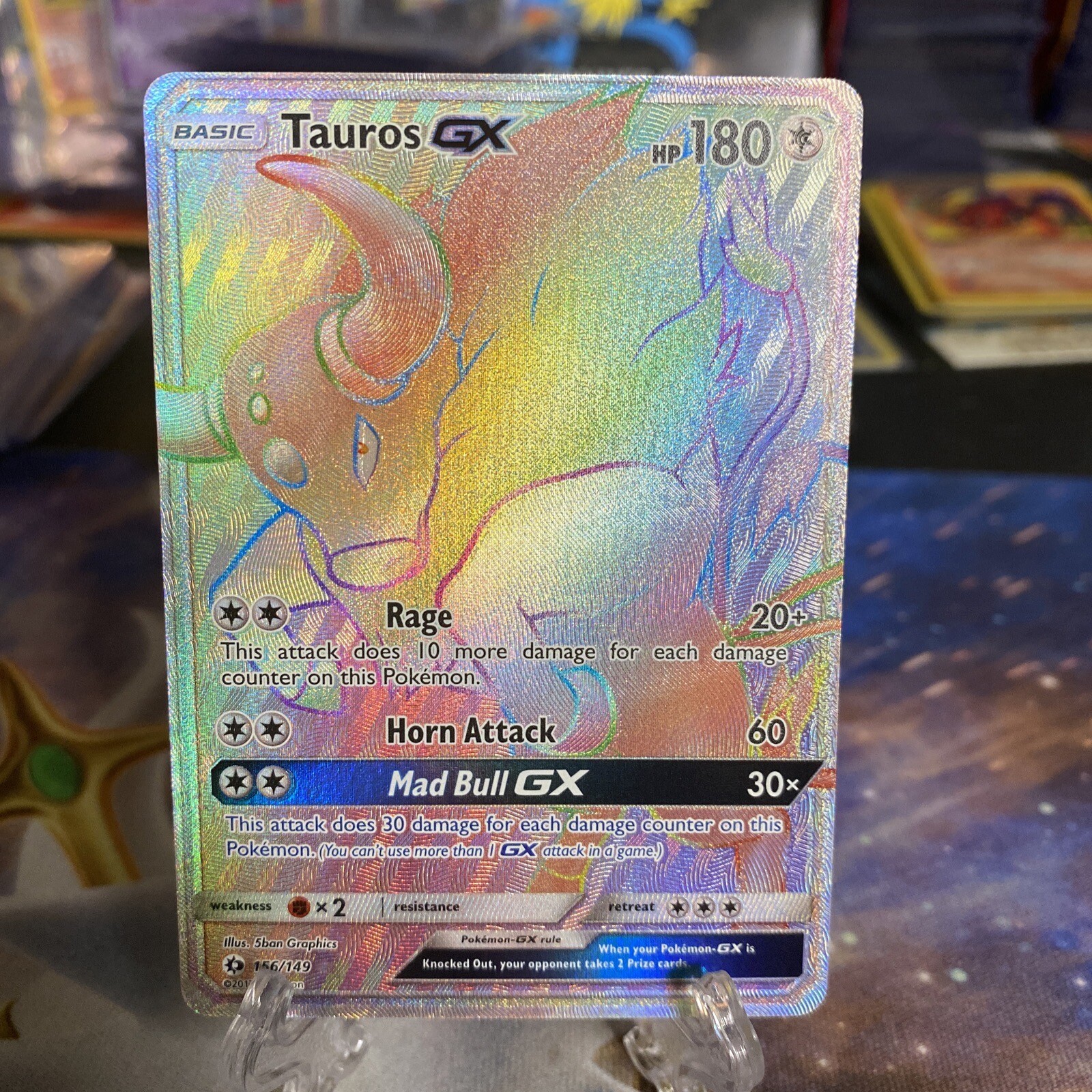 Pokémon TCG Tauros GX 156/149 Sun & Moon Rainbow Secret Rare NM/M eBay