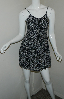 Women Viscose H&M Divided Animal Print White Black Sleeveless Casual Tea Dress 4