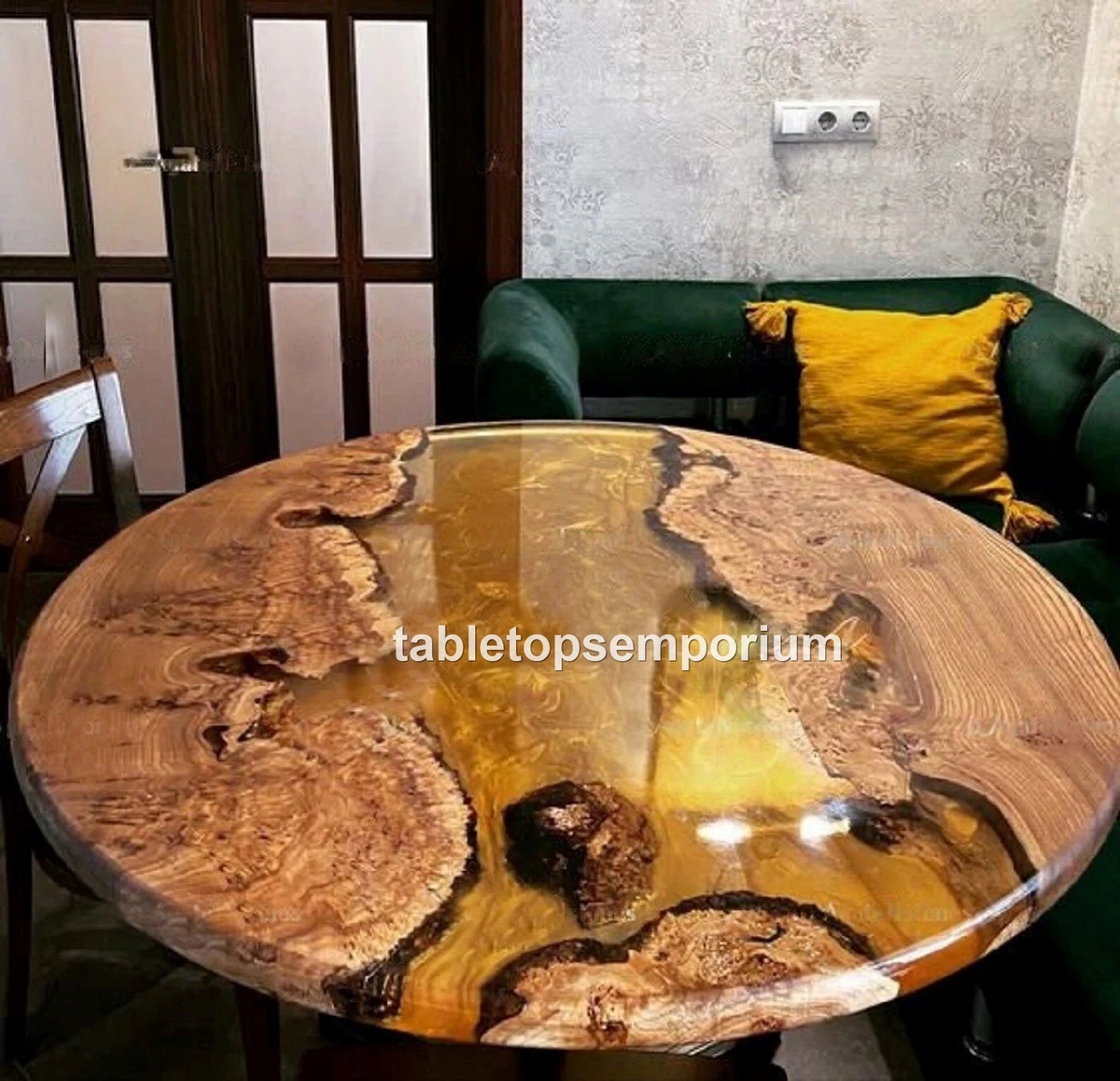 Custom Made Epoxy Resin Olive Wood Coffee Table Custom Live Edge Tables Decors