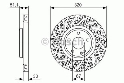 Bosch Brake Disc Front Diameter 320mm 67mm Perforated Vented 30mm 