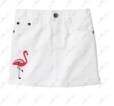 Gymboree Girls 8 "Palm Beach Paradise" Flamingo Gem White Denim Jean Skort NWT