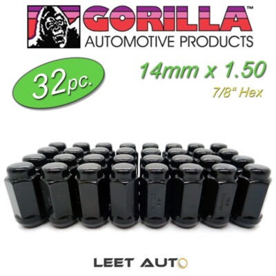 32pc.) Gorilla Lug Nuts, 14x1.50, Black, 7/8