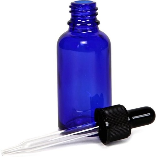 3 -- 2 Unzen blaue Glasflaschen mit Glas Augentropfen Spender für ätherische Öle - Bild 2 von 4