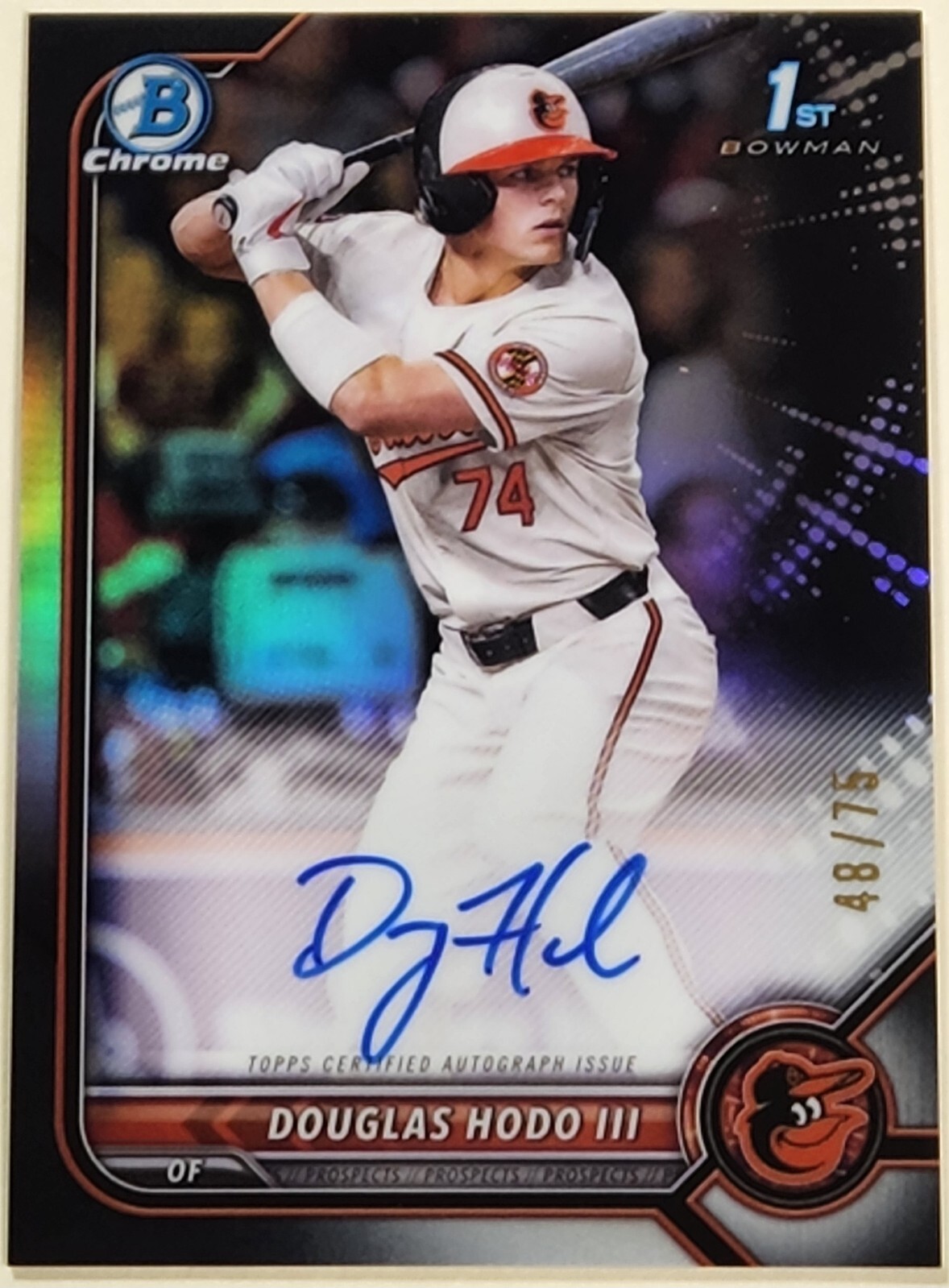Douglas Hodo III 2022 Bowman Draft Black Refractor Auto /75 Orioles 🔥 🔥 1st